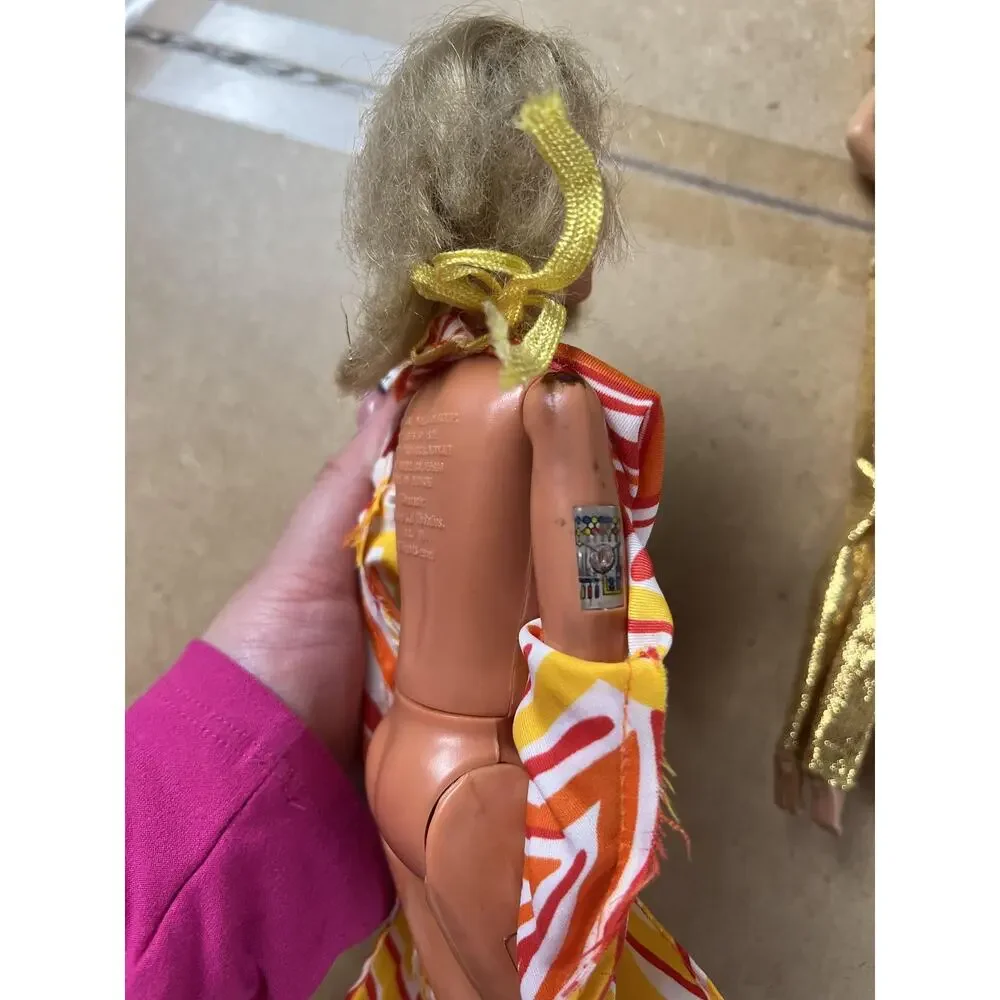 Kenner Doll Lot Of 3 Vintage 1974 Blonde Gold Outfits Made In Hong Kong